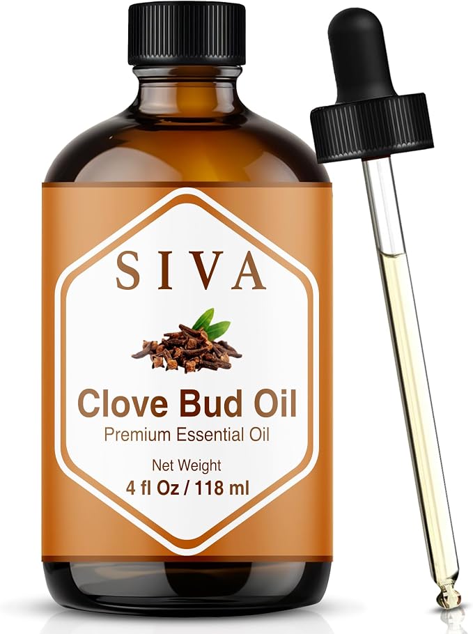 Siva Clove Bud Essential Oil 4 Fl Oz – for Diffuser, Skin & Hair Care – Ideal for Massage & DIY Blends- with Dropper