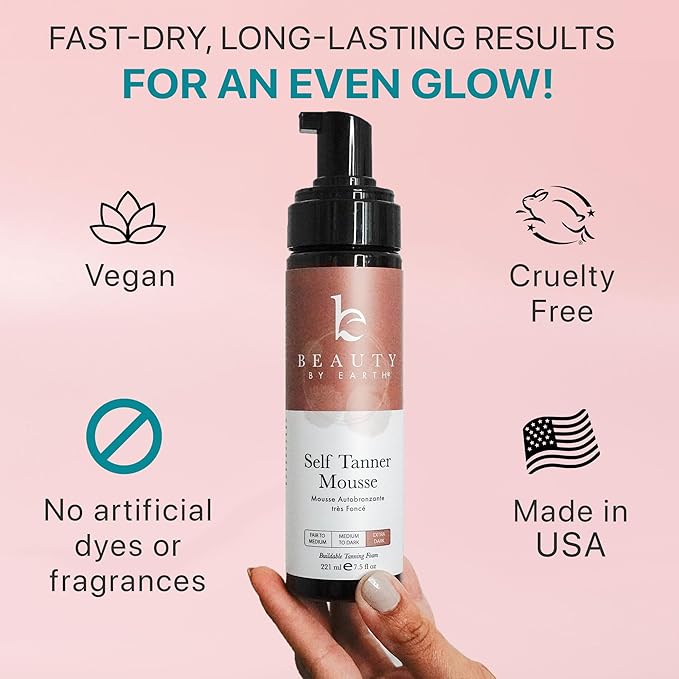 Self Tanner Tanning Mousse Kit - USA Made with Natural & Organic Ingredients, Self Tanner Mousse and Mitt, Tan Kit, Fake Tan Tanning Foam, Ultra Dark, Sunless Tanners Best Sellers