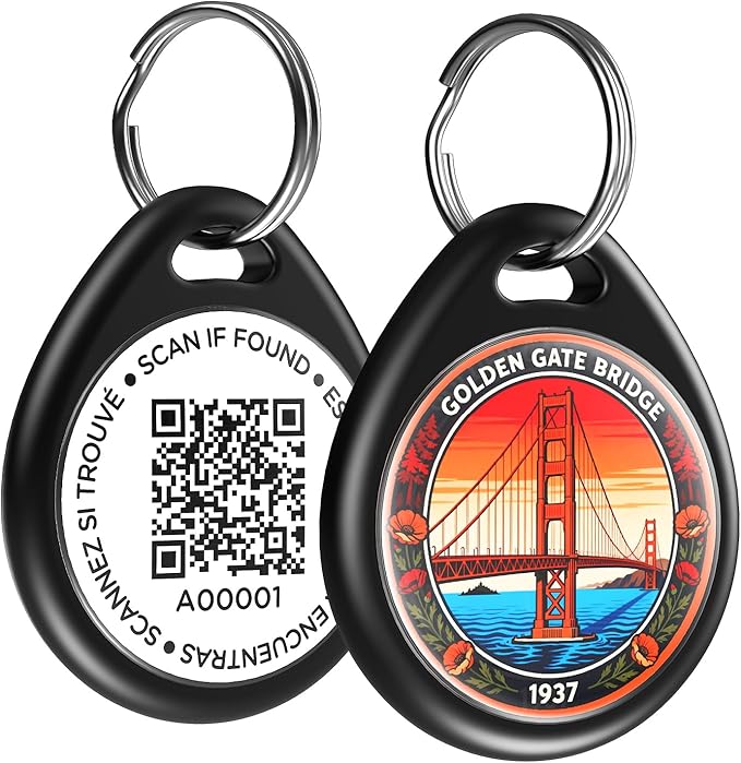 QR Code Dog Tags Personalized for Pets, Real-time Alerts, Bridge