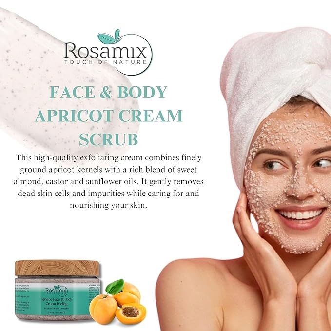APRICOT FACE & BODY CREAM PEELING Gentle Exfoliator for Smooth & Radiant Skin, Removes Dead Skin & Impurities, Suitable for All Skin Types 8.45 Fl. Oz. / 250 ml