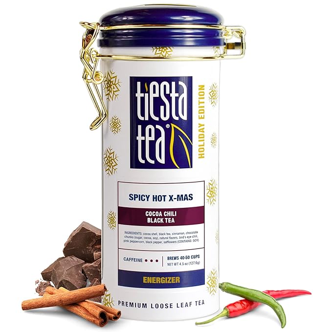 Tiesta Tea - Sexy Hot Christmas Tea, Loose Leaf, Cocoa Chili Black, Premium High Caffeinated Blend, Spicy Black, Make Hot or Iced, Brews Up to 50 Cups, 4.5 Ounce Refillable Tin