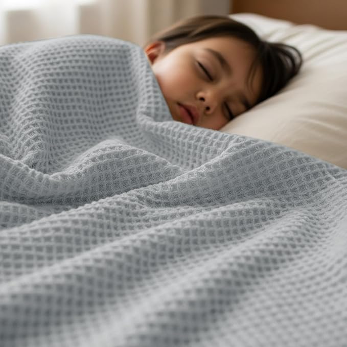 Utopia Bedding Cotton Blend Cool Grey Waffle Blanket Queen - 90x90 Inches | Lightweight, Skin Friendly, Breathable, All Season, Luxury, Bed, Couch, Sofa