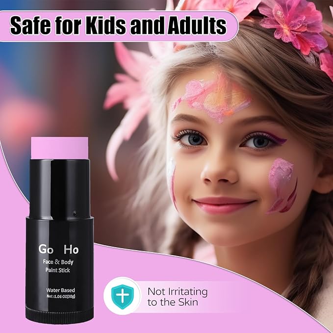 Go Ho Light Pink Face Body Paint Stick,Water Based Washable Face Paint Stick,Non-toxic Full-coverage Cream Light Pink Body Paint for Halloween Cosplay SFX Makeup