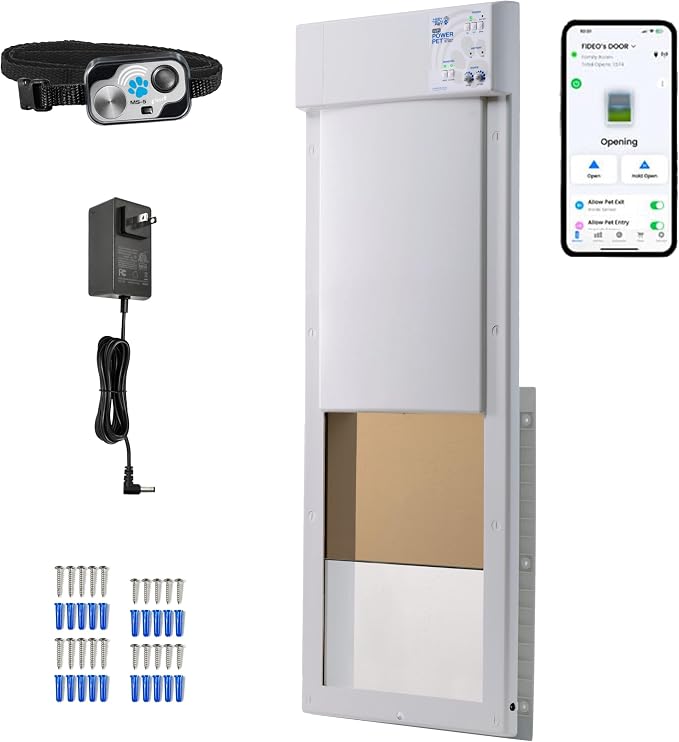 Power Pet Automatic WiFi Pet Door, Large Door Mount, Factory Refurbished by High Tech Pet, Certified, Full Warranty, Pet Operated, Auto Dead-Bolt Lock, Air-Tight, Quick, Quiet, Assembled in USA