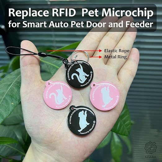 RFID 134.2Khz & QR Code Pet ID Tag, Collar Tag, Dual Function - Scan QR for Helping Lost Pets Go Home, Replace RFID Microchip for Smart Auto Pet Door and Feeder (Black-Dog)