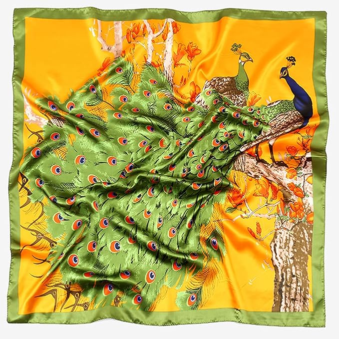 K-Elewon Large Square Scarf 43" Silk Scarf Fashion Scarves Silk Feeling Hair Wrapping Scarfs Night Sleeping Headscarf