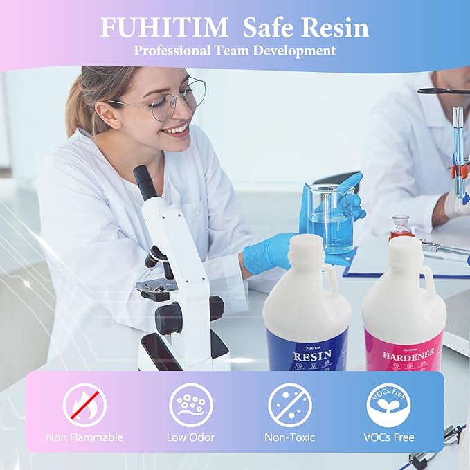 Epoxy Resin 1 Gallon - Crystal Clear Epoxy Resin Kit - Self-Leveling, High-Glossy, No Yellowing, No Bubbles, Perfect for Crafts, Table Tops, DIY 1:1 Ratio