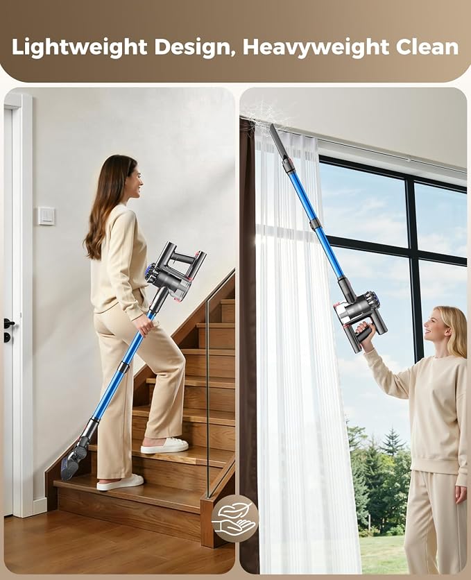 Cordless Vacuum Cleaner, 500W 45KPA Stick Vacuum Cleaners for Home