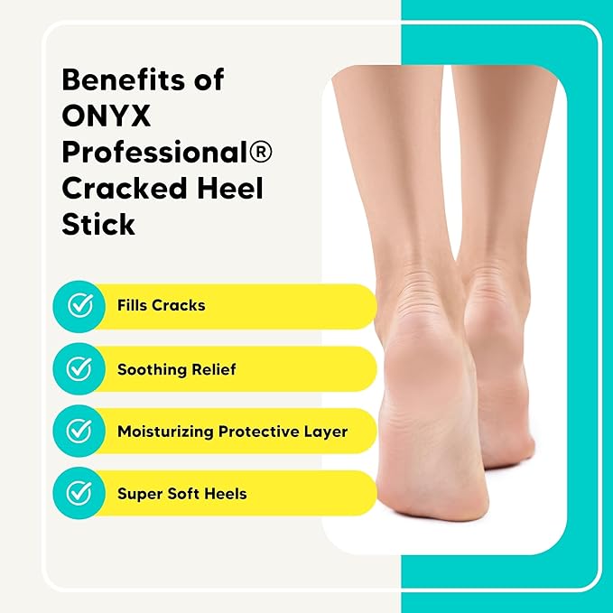 Onyx Professional Cracked Heel Repair Balm Stick, Tea Tree Eucalyptus Scent, 2 Pack - Dry Heels Dry Cracked Feet Treatment, Moisturizing Heel Balm Rolls On, No Mess Like Foot Cream or Foot Lotion