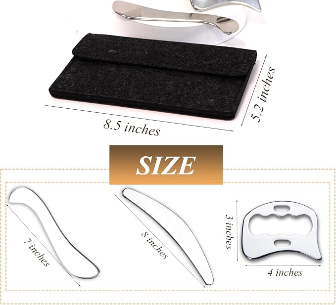 FeelFree Sport 3 in 1 Muscle Scraper Tool-Gua Sha Scraping Tool Physical Therapy Massage Tool-Soft Tissue Mobilization for Back, Legs, Arm (A+D+S)