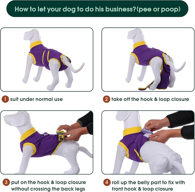 Kuoser Recovery Suit for Dogs Cats, Soft Dog Surgery Suit Female Male Spay | Professional Dog Onesie for Surgery, Substitute E-Collar & Cone, Prevent Licking Dog surgical suit Pet Neuter Suit
