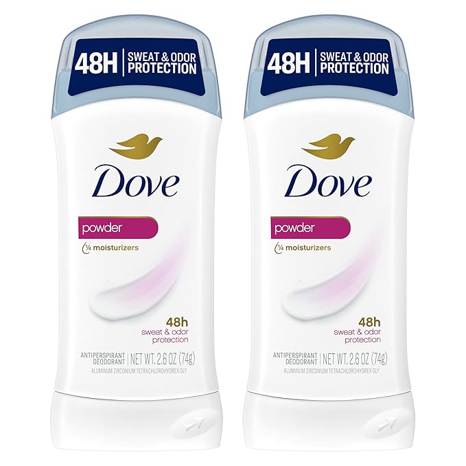 Dove Invisible Solid Antiperspirant Deodorant Stick for Women, Powder, For All Day Underarm Sweat & Odor Protection 2.6 oz 2 Count