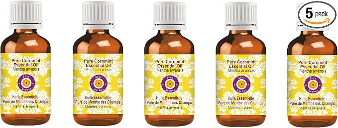 Deve Herbes Pure Cornmint Essential Oil (Mentha arvensis) Steam Distilled (Pack of Five) 100ml X 5 (16.9 oz)