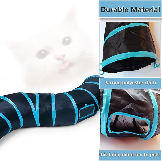 Cat Tunnel, Cat Tunnels for Indoor Cats, S-Shape Foldable Cats Cave