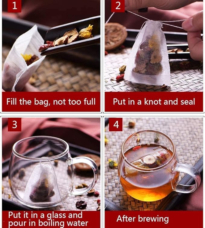 400pcs Disposable Tea Bags for Loose Leaf Tea, Biodegradable Tea Filter Bags with Drawstring, Corn Fiber Empty Tea Bags for Loose Leaf Tea