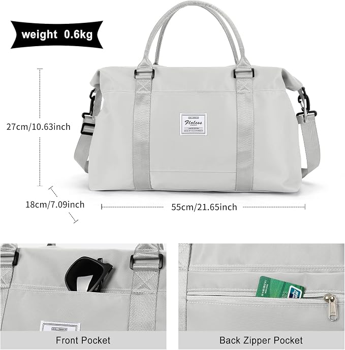 Travel Duffel Bag, Carry On Overnight Weekender Bags for Women | Travel Bag with Wet Pocket & Trolley Sleeve, For Spirit Airlines 18x14x8 Personal Item Bag