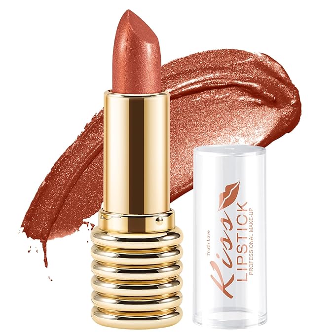 Boobeen Glitter Lipstick for Women Metallic Lip Stick Sparkling Shine Lip Makeup, Bold Smooth Lip Color High Pigment Long Lasting, Creamy Lipstick Full Coverage