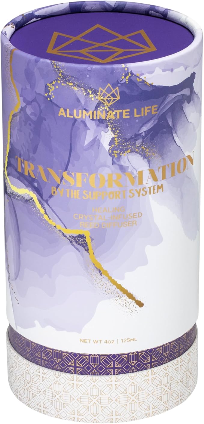Crystal Infused Reed Diffuser, 4 OZ, Transformation - Amethyst Crystal Infused - Scents of Jasmine, Bergamot, Vanilla, & Cedar - Home Decor, House Warming, Valentine's Day Gift