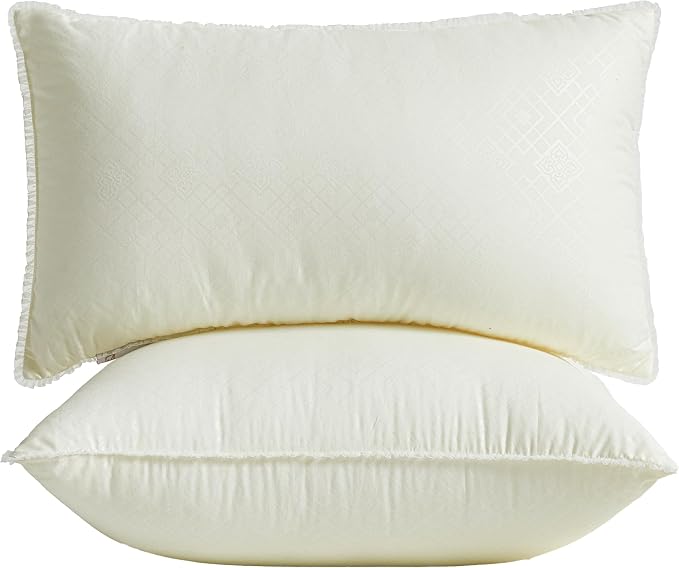 12 x 20 Throw Pillow Inserts with Lace Edge | Soft and Plush, Virgin Fiber Filling, Decorative Pillows for Couch Sofa Bed, Machine Washable - White, Pack of 2