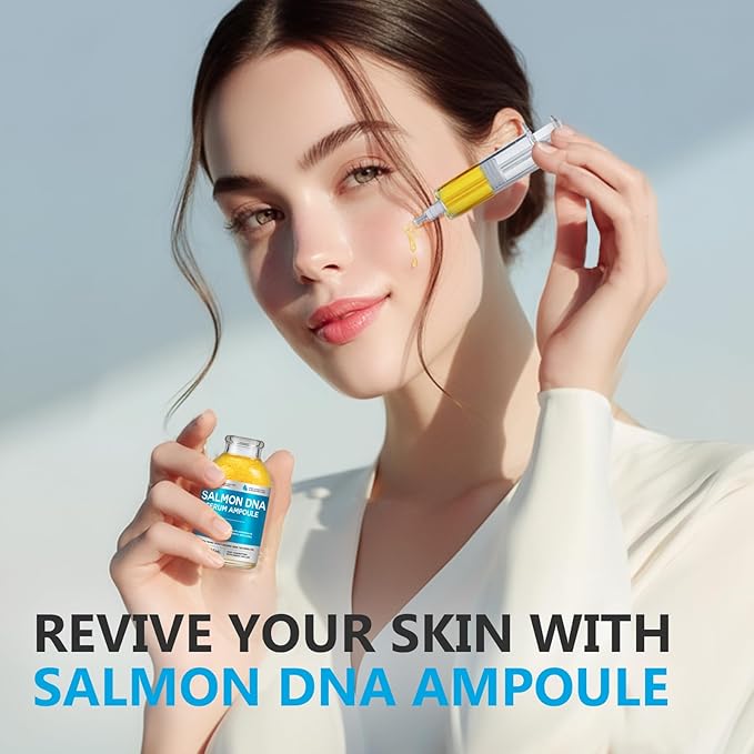 Salmon DNA Ampoule - Hydrating Facial Serum with Collagen, Glutathione & Hyaluronic Acid - Supports Skin Elasticity & Diminishes the Look of Fine Lines - 35ml