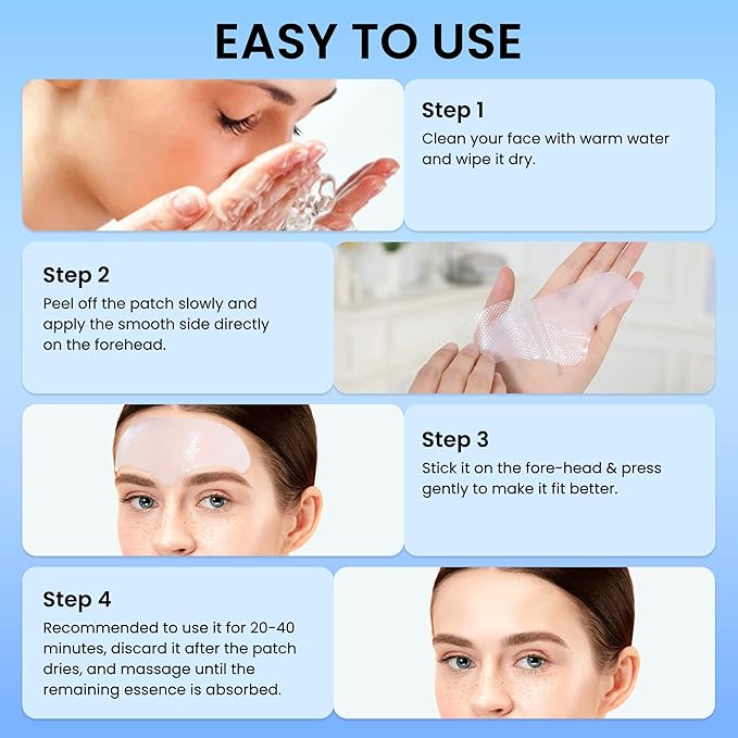 Tripsky Forehead Wrinkle Patches For Anti-Wrinkle, Overnight Facial Wrinkle Patches Jelly Pads With Collagen, Forehead Wrinkles Treatment Softening Fine Lines (White 20PCS)