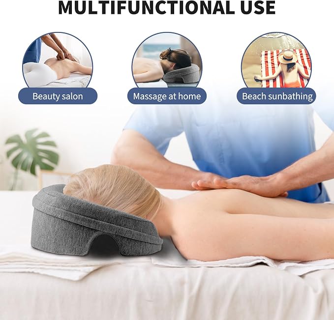 VVB Massage Pillow Face Down, Massage Headrest for Bed, BBL Pillow After Surgery Post Eye Surgery Recovery & Vitrectomy Recovery for Massage Tables, Piercing Pillows Removable Cover Black
