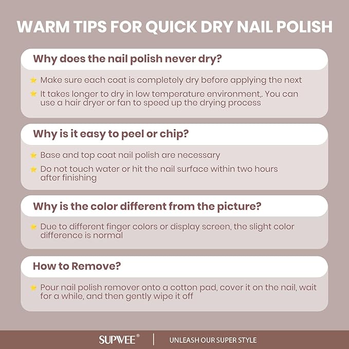 Brown Matte Nail Polish Quick Dry Fall Nail Polish Non Gel, Fast Drying Fingernail Polishes Air Drying Lacquer, Oil-based, Chip Resistant, Vegan, Fast Drying, Streak, Long Lasting