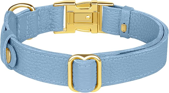 Leather Airtag Dog Collar - Soft Tracking Dog Collar with Apple AirTag Holder and Metal Buckle - Safety GPS Pet Collars for Small Medium Large Dogs Puppy Pink Red (Cornflower, L, 17"-21" Neck Fit)