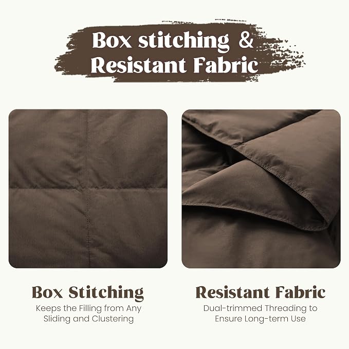 puredown® Soft Feather Down Throw Blanket Lightweight Packable Couch Throw for Indoor and Outdoor Use, Throw 50"X70", Chocolate