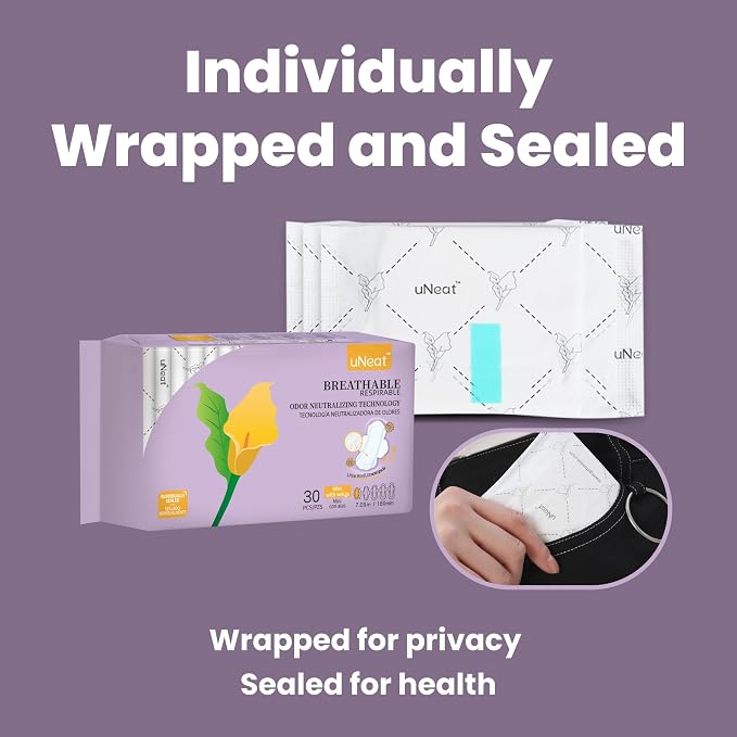 uNeat Panty Liners for Women and Girls, Pantiliners with Wings, Light Periods and Leaks, Ultra Thin Mini Sanitary Pads for Teens and Tweens,120 Count