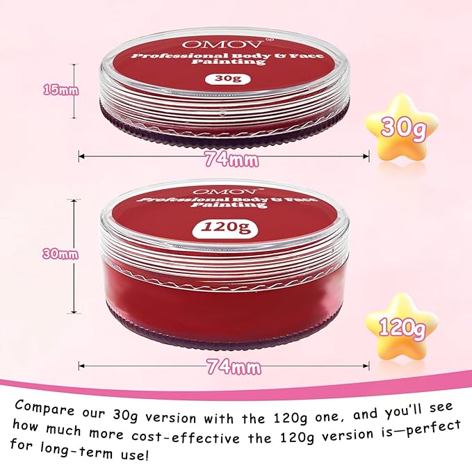 Red Face Paint 120g (4.23 oz) Non-Toxic,Water Activated Face Painting Kit for Kids Adults,SFX Makeup Large Capacity Facepaint Palette for Halloween, Cosplay,Theater Party,Clown Special Effects Costume
