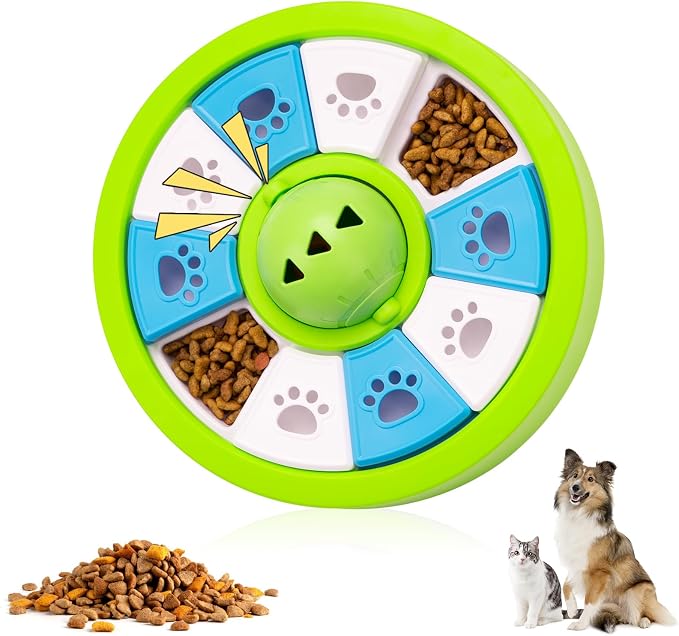 Interactive Dogs Toys for Slow Feeder, Pets Puzzle Feeders for Food Dispenser, Cat Treat Puzzle Feeder for Medium Small Dogs Cats IQ Training Reducing Boredom Intelligence Improving (Green)