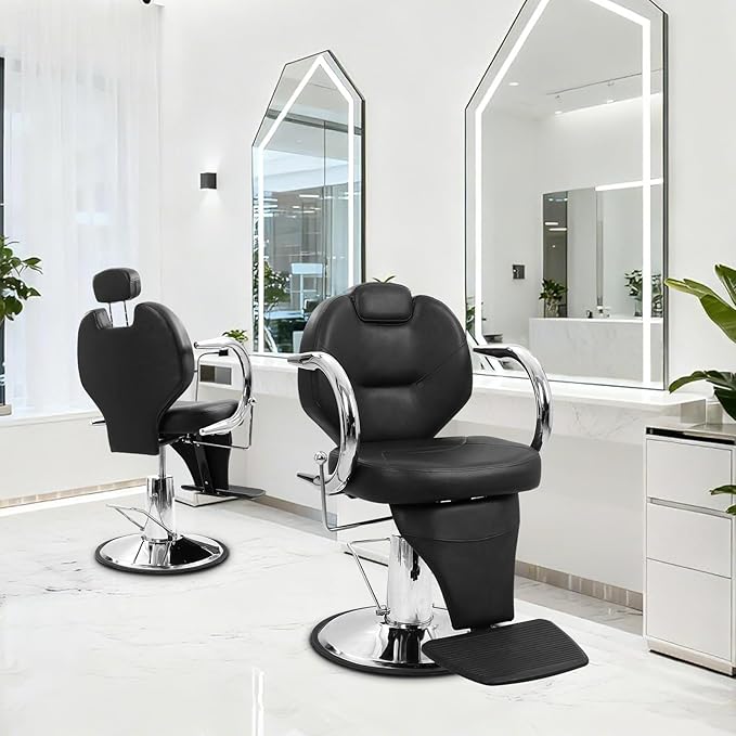 Garvee Salon Chair for Hair Stylist, 360° Swivel Reclining Salon Chair with Adjustable Headrest, Heavy Duty Hydraulic Pump, Shampoo Barber Chair for Beauty Spa & Tattoo Artists