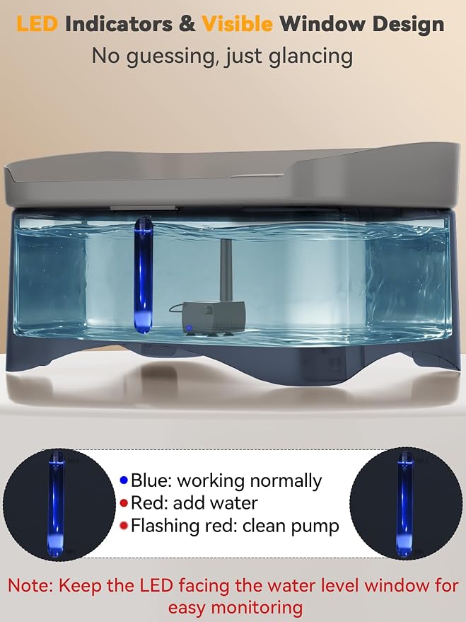 11L Elevated Dog Water Fountain No-Spill with 4 Heights Adjustable | Large Capacity, No-Splash, Anti-Slip Mat, 304 Stainless Steel Tray, 5-layer Filtration, for Senior/Large Dog & Multi-Pet Home