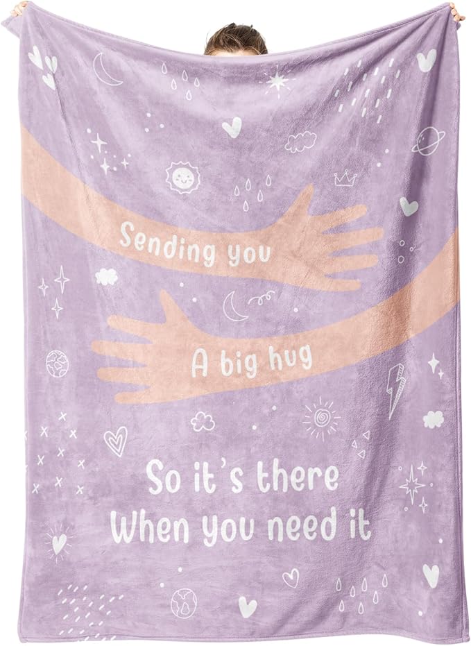 Get Well Soon Gifts for Women Men, Hug/Healing Blanket | Thinking of You/Cancer Care/Sympathy/After Surgery Gifts for Friends, Sister, Coworkers, Soft Throw Blankets 50'' x 60''