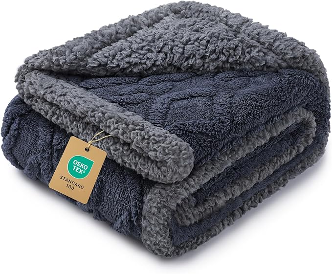 Luciphia Waterproof Blanket for King Bed Reversible Fleece Couch Cover | Reversible waterproof pet blanket with soft Sherpa fleece machine washable protect couch bed car, Dark Grey 100" x 82"