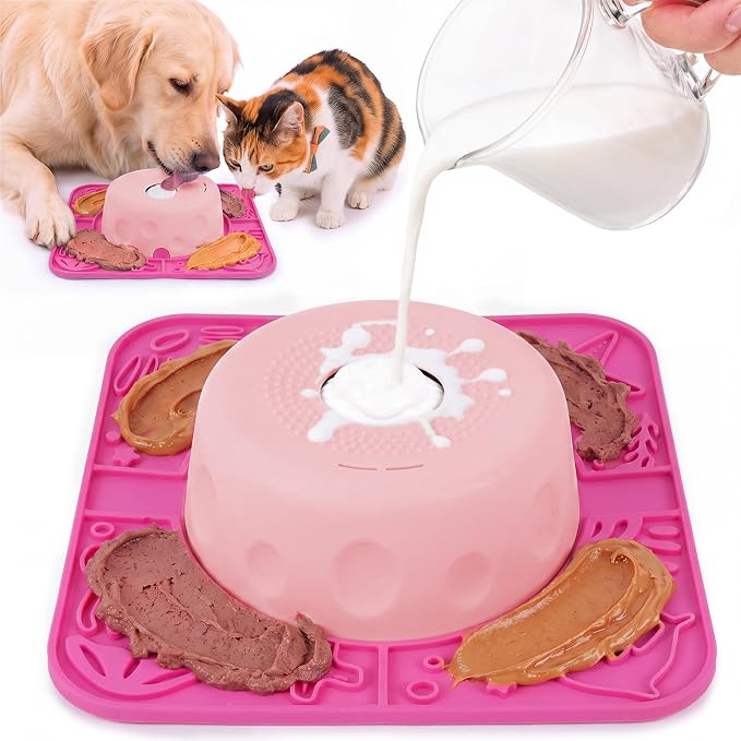 Pezluxe Slow Feeder Dog Bowls & Lick Mat,Dog Licking Bowl with Rolling Ball