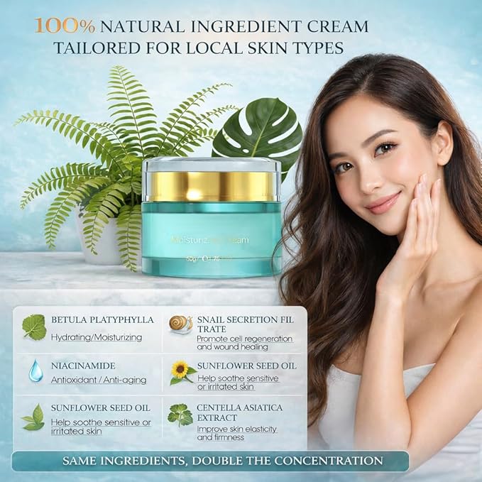 Moisturizing Crepe Fix Cream - Tightens and Firms Face, Neck & Body, Anti Wrinkles for Crepey and Sagging Skin,Non-Greasy Formula with Hyaluronic Acid & Collagen - 1.75 oz