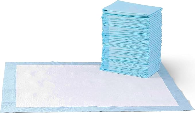 Amazon Basics Leak-Proof Dog and Puppy Potty Training Pee Pads with Quick-Dry 5-Layer Design, X-Large Size 28 x 34 Inch, Blue & White, 40-Pack