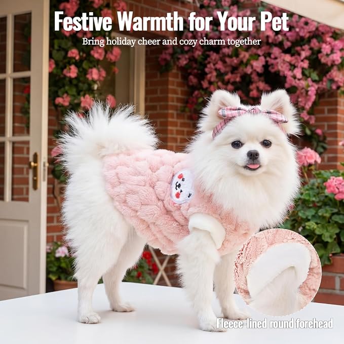 Dog Sweater for Small Dogs Puppy Cats Winter Warm Soft Pet Clothes Pullover Cute Extra Small Dog Apparel, Cat Sweaters for Cats Only Fit Chihuahua Yorkie(Pink, L)