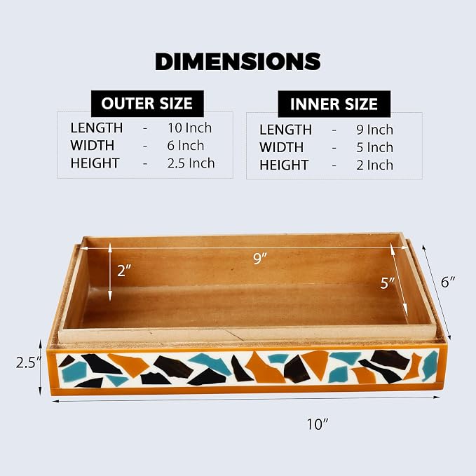 Handicrafts Home Decorative Storage Box 10x6 – Remote Organizer Box with Lid, Modern Decorative Keepsake Box, Boho Shelf Décor, Memory Box for Photos or Letters, Decorative Box for Table Décor