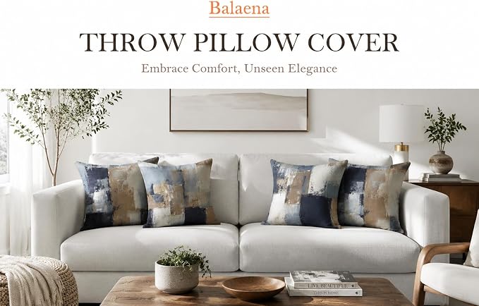 Brown Grey Abstract Throw Pillow Covers 18x18 Set of 4 | Brown, Grey & Taupe Modern‑Art Cushion Cases, neutral aesthetic pillowcases for sofa, bedroom & chair