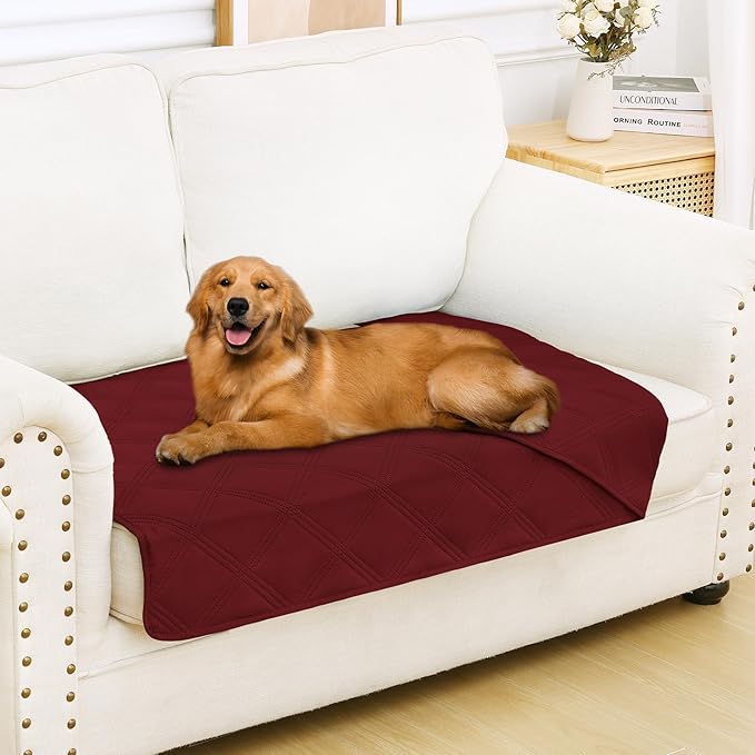 Smiry Waterproof Dog Bed Cover, Reversible Pet Blanket for Sofa Couch | Soft Washable Dog Blanket, Leakproof Couch Cover for Dogs Cats & Furniture Protection, 30x53, Wine Red/Wine Red