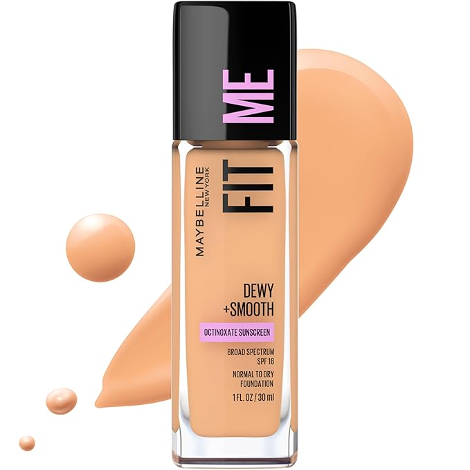 Maybelline Fit Me Dewy + Smooth Liquid Foundation Makeup, Pure Beige, 1 Count (Packaging May Vary)