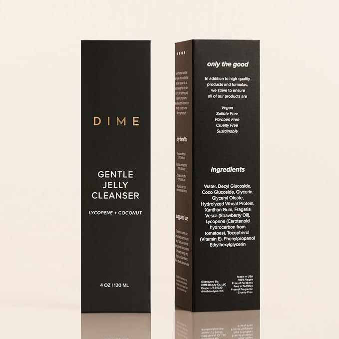 Dime Beauty Gentle Jelly Cleanser, Hydrating Facial Cleanser and Makeup Remover with Vitamin E, Face Wash for Sensitive Skin, 4 oz (120 ml)