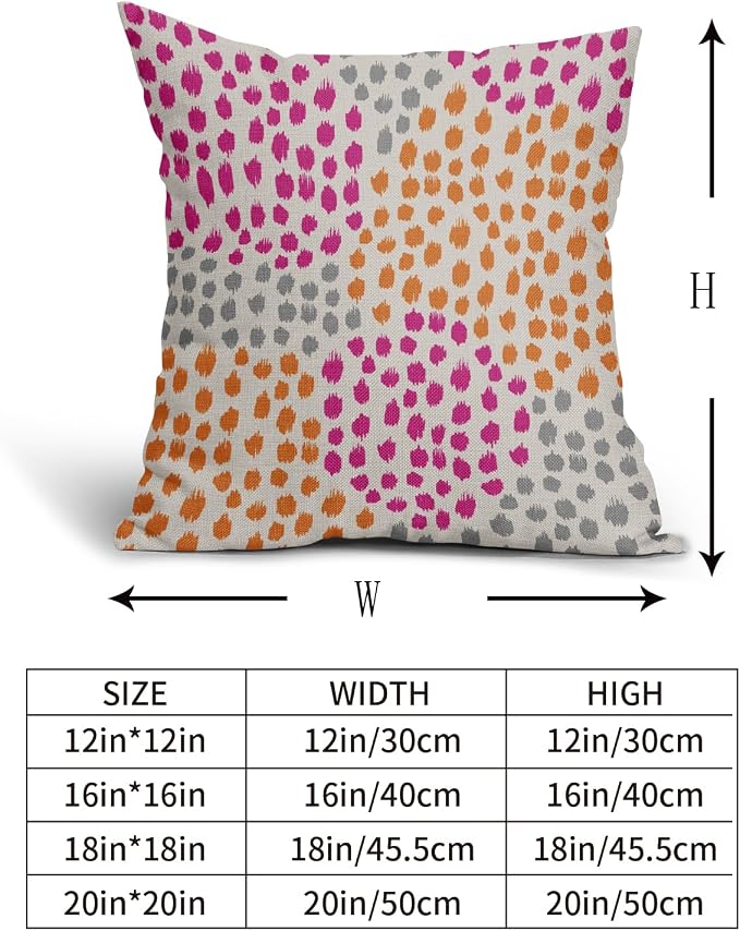 Pink Orange Grey Throw Pillow Covers 16x16 Set of 2 Hot Pink Preppy Room Decor Pillows Trendy 70s Colored Dot Decorative Print Outdoor Pillowcase Cushion Cover Linen Pillow Case for Sofa Couch Bed
