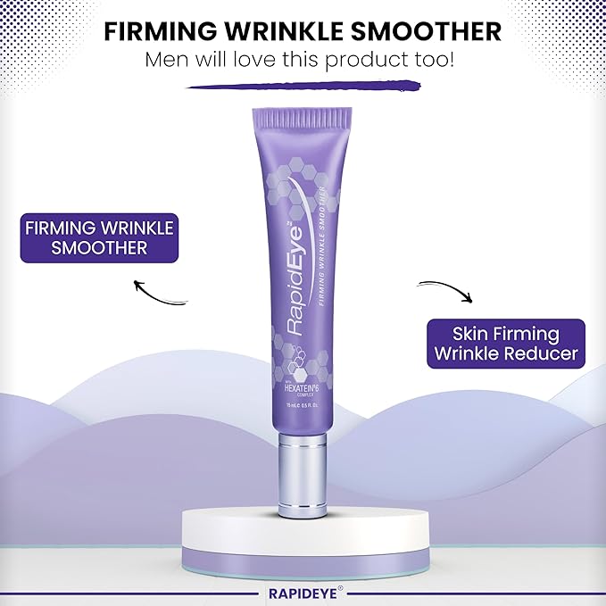 RapidEye Firming Wrinkle Smoother – Anti-Aging Eye Cream with Retinol, Caffeine, Hyaluronic Acid, Peptides & Vitamin E – Under Eye Cream to improve Puffiness, Fine Lines & Bags – 0.5 fl oz