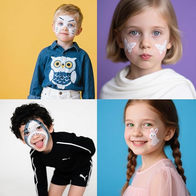 White Face Paint 120g (4.23 oz) Non-Toxic,Water Activated Face Painting Kit for Kids Adults,SFX Makeup Facepaint Palette for Halloween, Cosplay, Theater Party,Skeleton Skull Joker Special Effects