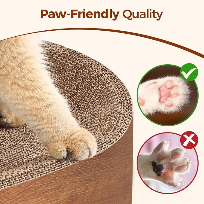 ComSaf Cat Scratcher Bed, Oval Cardboard Scratch Pad Bowl for Indoor Cats | Cat Scratching Board, Corrugated Cardboard Surface, Deep Nest Lounger, Furniture Protection, Resting Spot, Claw Care