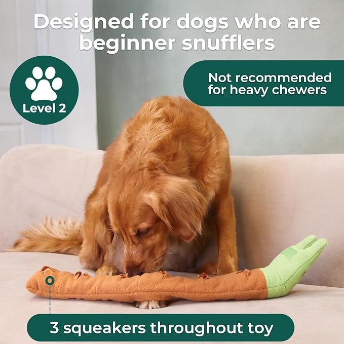 Snail Plush Dog Snuffle Toy, Squeaky Treat Dispensing Puzzle Toy for Small and Medium Breeds, Mental Enrichment